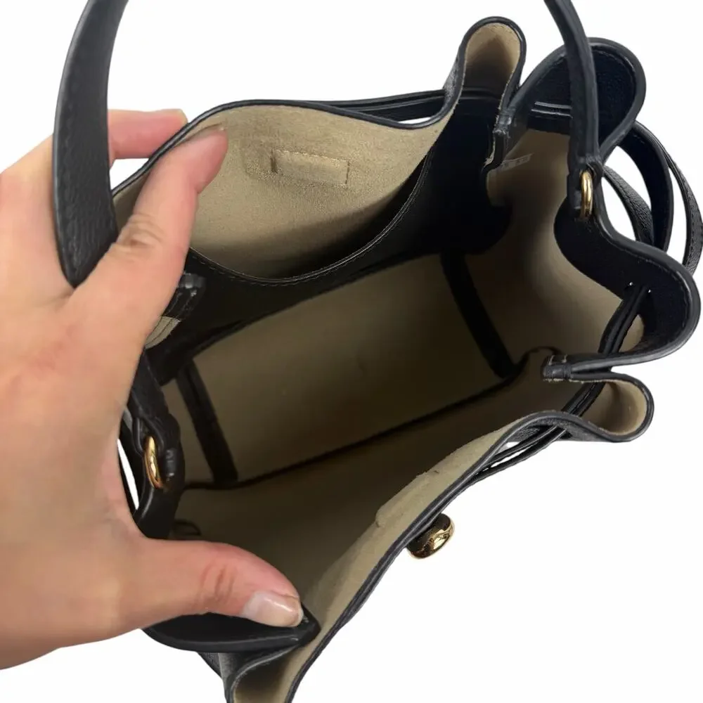 Tory Burch Romy Bucket Bag Black Pebble Leather